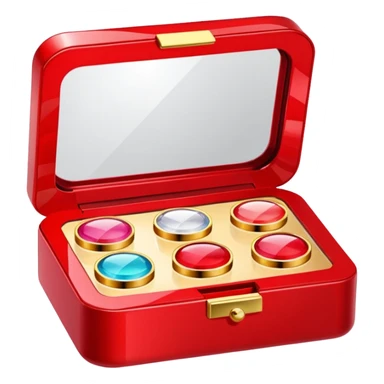 five cosmetic products in jewel box (box is red color_ sticker