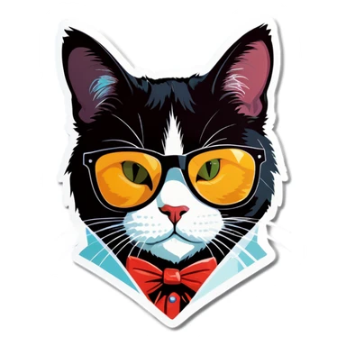 Tuxedo Cat with sunglasses sticker