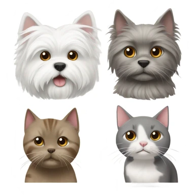 West Highland white terrier with brown cat and grey cat sticker