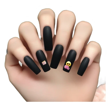 a black set of acrylic long square nails sticker