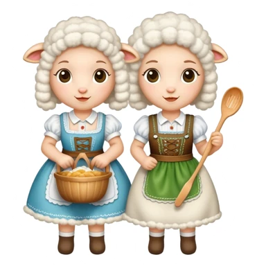 two lambs as cooks and one in a dirndl sticker