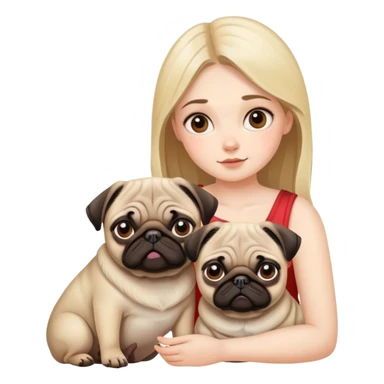 Dog pug girl sticker