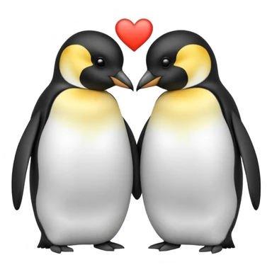 2 emperor penguins facing each other making a heart but no heart emoji added sticker