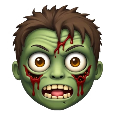 Faça um emoji de zumbi, estilo IOS, um zumbi com cabelo loiro escuro bagunçado e olhos escuros sticker