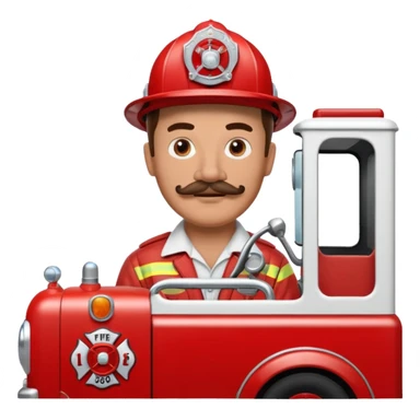 Have him driving a fire truck from the 1960’s with a mustache in black and white sticker