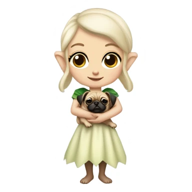 white girl elf with pug sticker