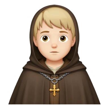 boy in pilgrim medieval cloak without hat sticker