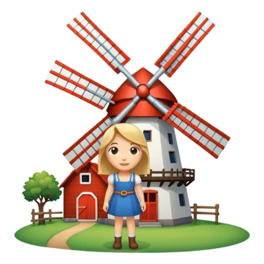 Dutch windmill with cute girl sticker