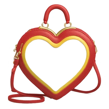  beautiful and delicate heart shaped purse with a Summer Core, in white, bright crimson red and yellow gold colors sticker
