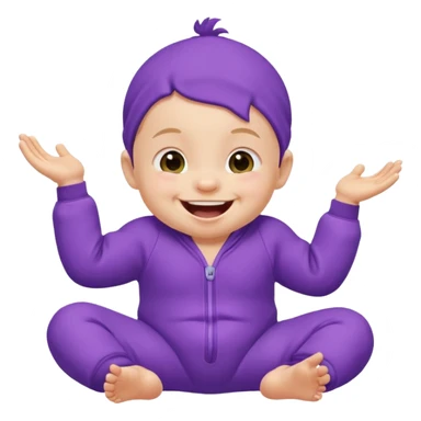 A baby wearing a purple onesie, laughing joyfully. sticker