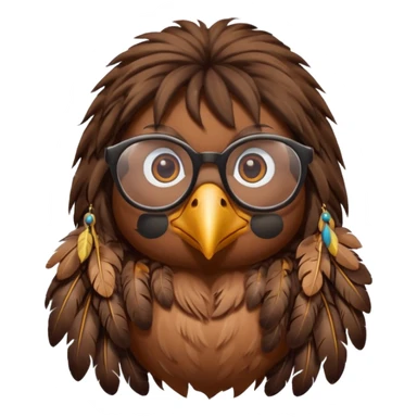 long hair bird with glasses sticker