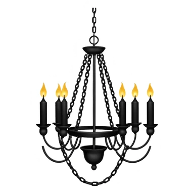 Simple minimalistic hanging chained black Ceiling chandelier with white candles sticker