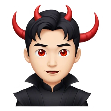 an asian male bride with the face of devil in black wedding dress sticker