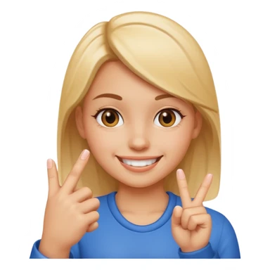 A girl with a smile with middle finger sticker