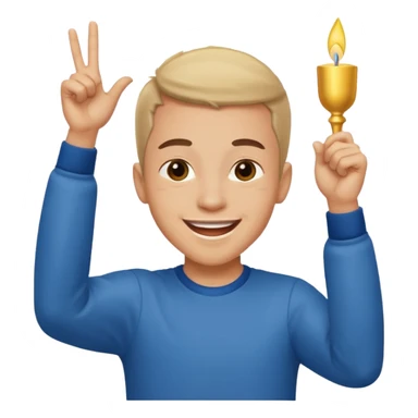 Young man doing celebration pose sticker