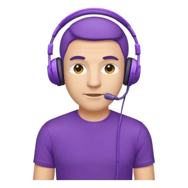 man with purple headphones and tshirt sticker