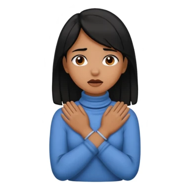 black hair brown skin girl chocking herself on her neck with her hands crossed around her neck  sticker