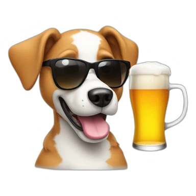 A dog, drinking a beer, wearing sunglasses sticker