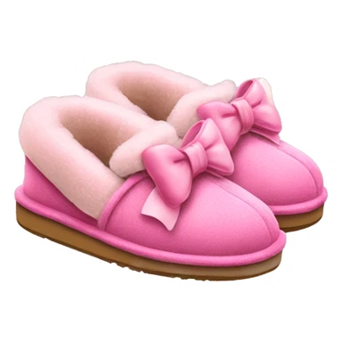 Pink ugg slippers with a bow sticker