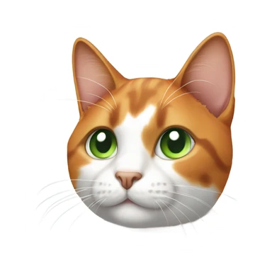 Calico cat with one orange ear and one half orange half white ear and green eyes sticker