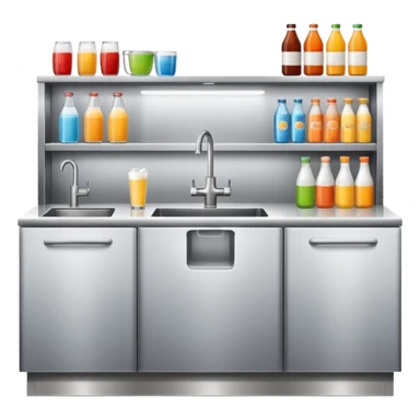 counter with beverage fridge and sink sticker