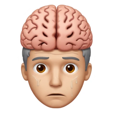 a worried man that dont know what to do and with the brain out of your opened head sticker