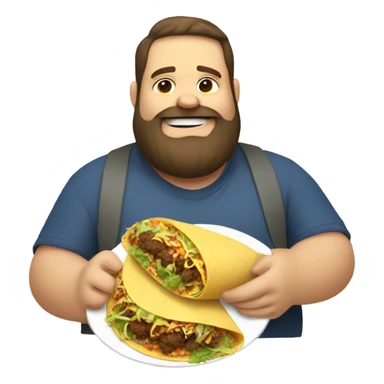 Fat Man with beard eating a taco sticker