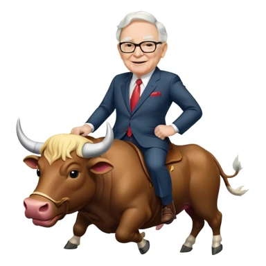 happy Warren Buffet riding bull sticker