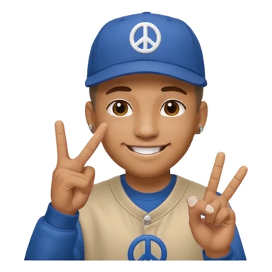 Hiphopper with baseball cap doing a peace sign with his fingers sticker