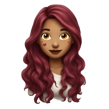 Beautiful tattooed  burgundy long haired woman blushing sticker