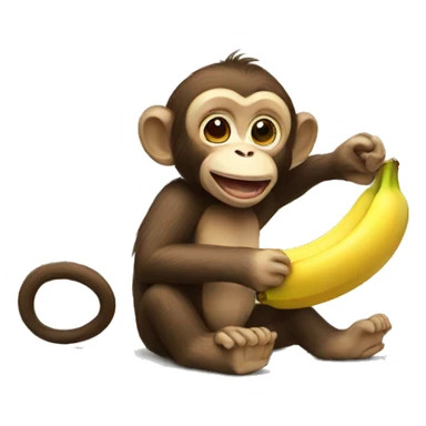 Monkey eating a banana sticker