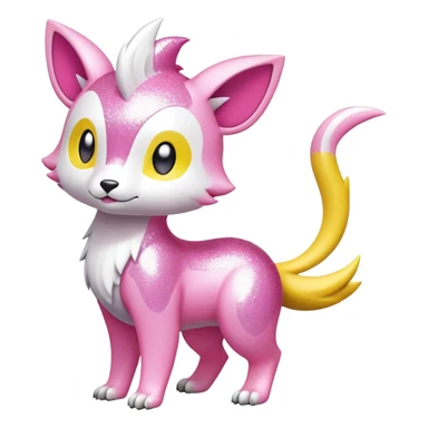 Shiny epic glittery white yellow pink animal-fakemon-creature sticker