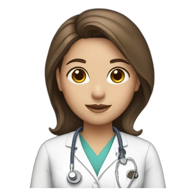 girl with middle part and brown hair in surgical tech uniform sticker