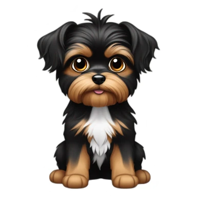 Perro peludo chico yorki feo negro Pelo largo le tapa los ojos mucho despeinado pelo en la cara, ojos tapados, negro y café sticker