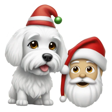  white maltese dog and Santa Claus  sticker