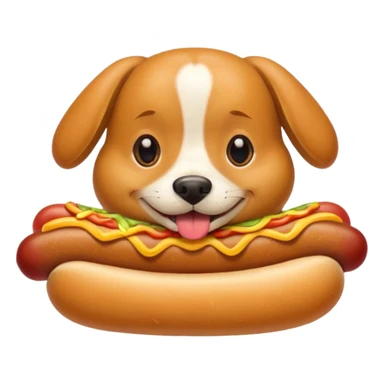 A dog eating a hot dog sticker