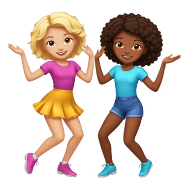 Best friends dancing: one black girl one white girl sticker