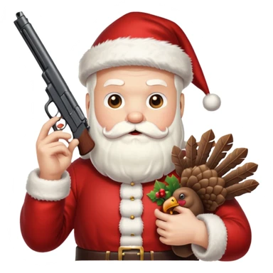 Santa holding a gun shooting a turkey sticker