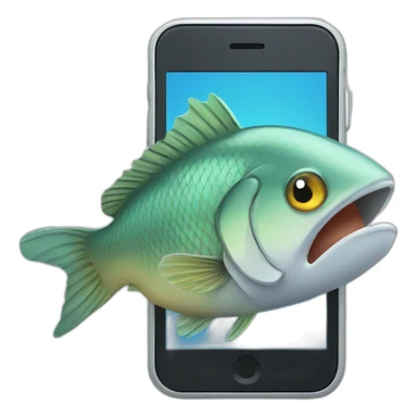 fish grabbing a mobile sticker