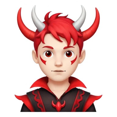 Red Horns on boy halloween sticker