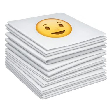 neatly stacked bundle of A4 white sheets, squared edges, slight shadowing, soft lighting, subtle shadows, emoji scale sticker