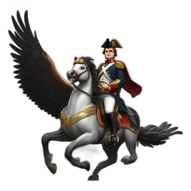 serious angry napoleon on horse hold golden eagle sticker