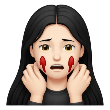 person choking themselves with black long hair  sticker