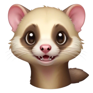 Cinematic Comical Ferret Portrait Emoji, Head tilted dramatically with an exaggeratedly shocked expression, featuring a slender, wiggly body and a distinct ferret head with a pointed snout and small ears, with wide, hilariously expressive eyes full of humorous disbelief, Simplified yet hilariously expressive features, highly detailed, glowing with a slightly sassy natural glow, high shine, dramatic yet playful, stylized with an air of quirky charm, soft glowing outline, capturing the essence of a meme-worthy ferret that looks ready to scamper into viral fame! sticker