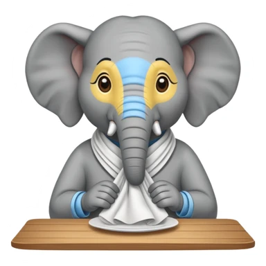 elephant at a restaurant table sticker