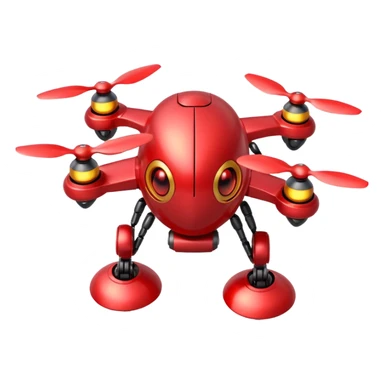 red Flying robot, small propellers, glowing eyes sticker