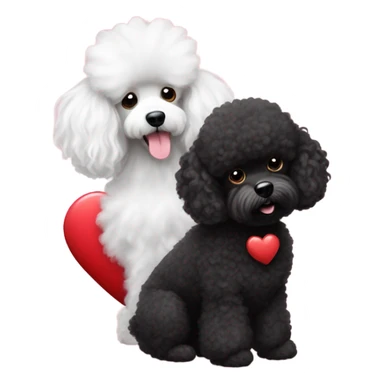 Black poodle and white Maltese with Valentines  sticker