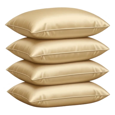 Satin beige Pillows neatly stacked together  sticker