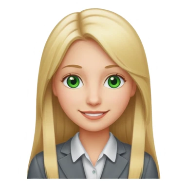 Green eyes office girl with straight long blonde hair barboe sticker