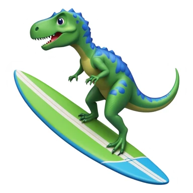 Dinosaur riding a surfboard ￼ sticker